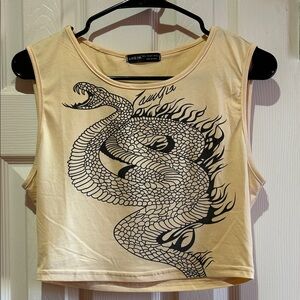 SHEIN Tan Snake Graphic Crop Top